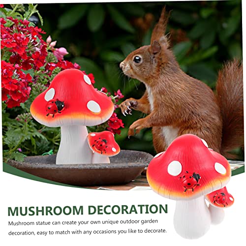 Happyyami Mushroom Figurine Lawn Ornament Large Red Mushroom Statue for Garden Decoration Outdoor Decor Fairy for Birthdays and Holidays