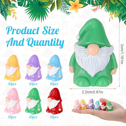 GGSTDDUP 60 Pcs Mini Gnomes, Mini Resin Gnomes Statues, Tiny Figures Miniature Gnome Figurines, Cute Garden Dwarf Fairy Gifts Statues Decor for Landscapes Outdoor Patio Yards Lawn