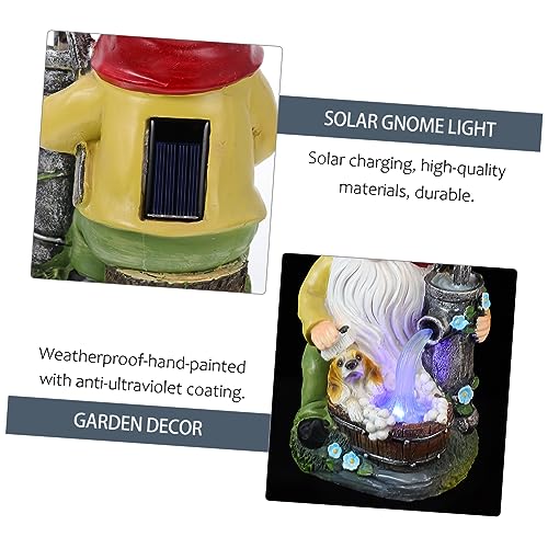 Happyyami 1pc Solar Gnome Light Garden Gnome Ornament Lamp Dog Themed Outdoor Decor for Lawn and Backyard Unique Design for Home Decoration