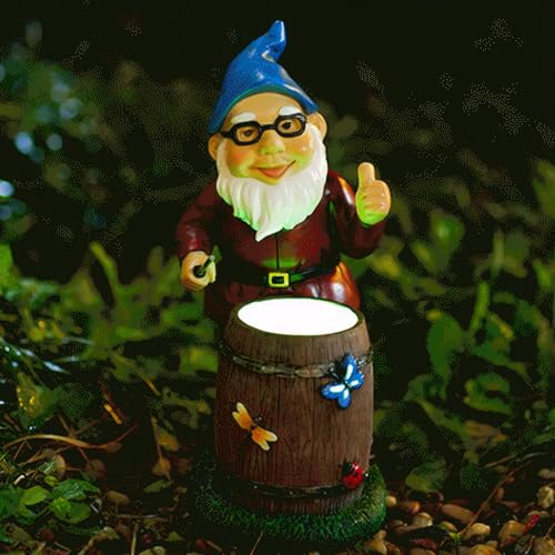 Csafyrt Garden Gnomes Drum Playing Funny Garden Gnomes Luminous Vivid Resin Gnome Gifts Cute Vibrant 9.25in Gnome Decor for Yard Garden Outdoor