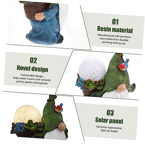 Happyyami Solar Garden Lights Resin Gnome Decor Outdoor Landscape Gnome Fairy Garden Accessories for Driveways Lawns