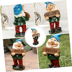 Happyyami Gnome Welcome Sign Garden Decor Resin Waterproof Gnome Ornament Unique Dwarf Sculpture