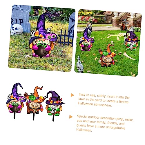 Toyvian 3Pcs Halloween Gnome Stakes Durable Acrylic Garden Signs for Outdoor Decor for Yards and Lawns Easy to Install Halloween Decorations