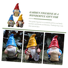 Happyyami 3pcs Resin Garden Gnome Statues Outdoor Fairy Garden Accessories for Yard Decor