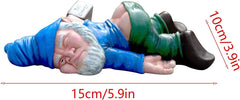 Funny Drunk Dwarf Statue Resin Garden Gnome Decoration for Outdoor Patio Yard Lawn Park Miniature Creative Ornament Elf Crafts Naughty Figurine Collection Farmhouse Decor Gift (Blue)