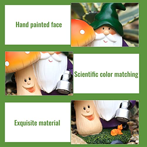 Wdbild Garden Statue Outdoor Gnomes Holding Mushroom Figurine Built-in Solar Light Sculpture Decor For Patio Yard Art Ornament Garden Statue Funny Resin