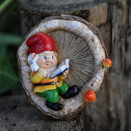 YIZITU Reading Gnomes Tree Faces Decors Outdoor Yard Statues Hanging For Garden Resin And Flower Pots Landscape Owl Hanging Ornaments