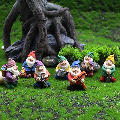 Rwedkd 7 Pieces Gnome Fairy Resin Statues Mini Garden Statues Decoration Tale Statue for Holiday Decoration