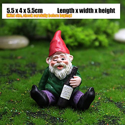 LIJUCAI 1pcs Mini Drunk Gnome Dwarfs Funny Resin Statue Cute DIY Bonsai Decoration For Desk Outdoor Garden Sculpture Decor Dropshipping,C