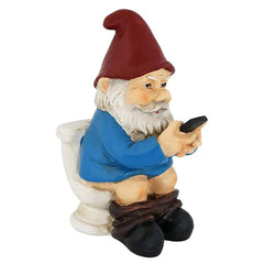 Garden Ornaments, Funny Garden Gnome Ornament Naughty Garden Gnome on a Toilet Garden Gnome Figurine Funny Gnomes Set for Yard Lawn