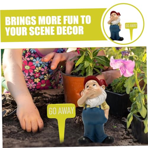 Happyyami 1set Garden Gnome Figurine Funny Resin Dwarf Statues for Outdoor Decoration Adorable Garden Supplies for Lawn and Patio Creative Landscape Art Decor