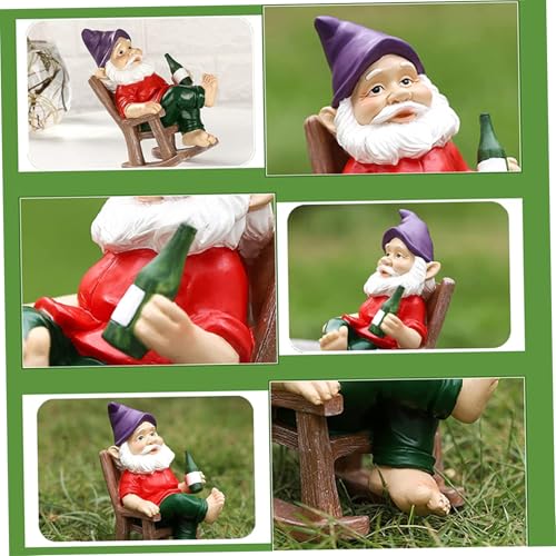 Xoeryoy Funny Garden Gnomes Decoration Statue Resin Rocking Chair Dwarf Ornament Mini Garden Gnome Statue Ornaments