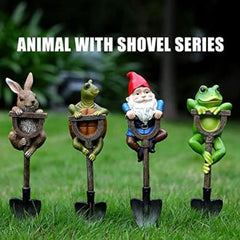 Tixqeaif Garden Gnomes Decorations for Yard, Funny Outdoor Statue Gift, Naughty Knome Standing on A Shovel, Home Sculptures Easy Install Easy to Use