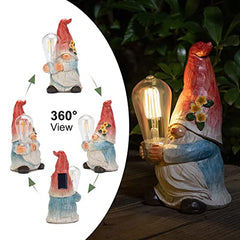 shumi Garden Gnomes Solar Outdoor Figurine Lights,Solar Garden Decorations Gnome Figurine for Patio Yard Backyard Lawn