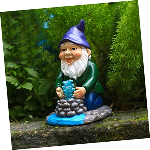 Happyyami Garden Dwarf Solar Light Weatherproof Resin Gnome Statue for Outdoor Decor Garden Ornament Unique