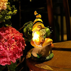 ZXDTVFGN Solar Gnome,Resin Lying Mushroom Gnomes Decorations for Yard | Garden Figurine, Weatherproof Outdoor Statue Sculpture Holding Honey Jar for Yard Patio