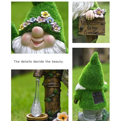 Solar Gnomes Decor, Garden Gnome Statue, Cute Outdoor Sculpture with Solar Lantern, 6.3x3.15x0.98 inches Yard Decoration, Ideal for Home, Lawn Inside, Family, Kids and Friends