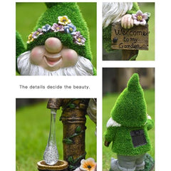 Solar Gnomes Decor, Garden Gnome Statue, Cute Outdoor Sculpture with Solar Lantern, 6.3x3.15x0.98 inches Yard Decoration, Ideal for Home, Lawn Inside, Family, Kids and Friends