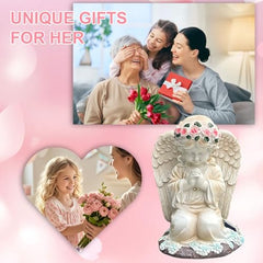 YODY Solar Garden Statues Outdoor Decor- Yard Decorations for Patio, Balcony, Backyard, Lawn Ornaments - Angel Figurines with LED Light- Unique Birthday House Warming Gifts for Women, Mom, Grandma