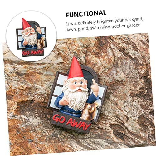 Happyyami 1 Pc Garden Gnomes Ornaments Outdoor Solar Garden Ornaments Resin Statue Decoration Lawn Decoration