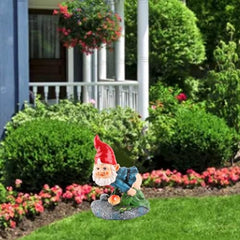Ldafava Dwarf Resin Ornaments Cute Decorative Gnome Statue Durable Yard Decor for Home Garden Outdoor Resin Material 10x10.5x14cm