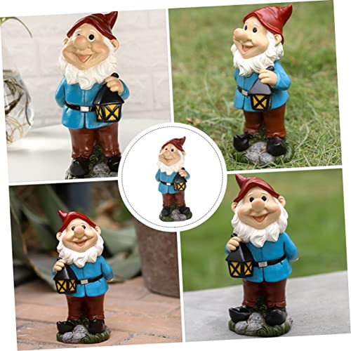 Happyyami Garden Gnomes Statue Resin Dwarf Ornament Resin Decoration for Fairy Garden Home Office Desktop Decor