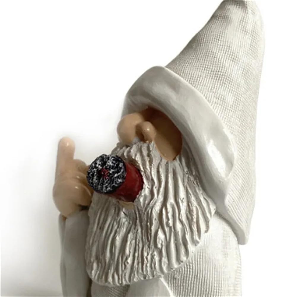 MOOCOCO Garden Gnome Statue, Funny Smoking Middle Finger Wizard Gnomes Statue Garden Figurine Art Garden Decoration, for Outdoor Lawn Yard Garden Porch Patio Ornaments (Middle Finger)