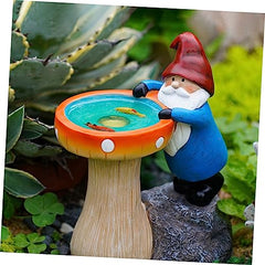 Toyvian Cartoon Solar Garden Gnome Figurine Funny Resin Craft Ornament with LED Light Outdoor Decorative Statue for Lawn and Patio Unique Solar Powered Garden Decor