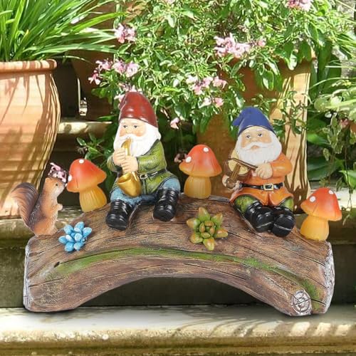 Solar Gnomes Decor for Outside - Solar Light-Up Garden Sculptures,Resin Squirrel Gnomes Figurine, Decorations with Solar Outdoor Lights for Holiday Housewarming