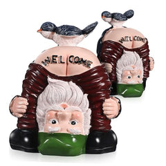 Cabilock 2pcs Funny Garden Gnomes Statues Resin Welcome Decorations for Home Cute Inverted Gnome Figurines for Outdoor Patio Unique Idea
