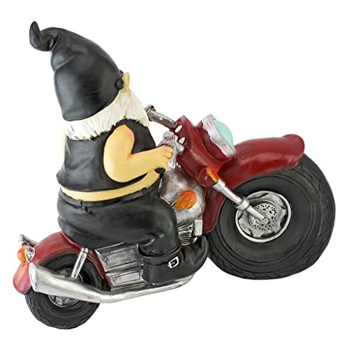 Design Toscano QM7512103 Axle Grease the Biker Garden Gnome Motorcycle Statue, 33 cm, Polyresin, Full Color
