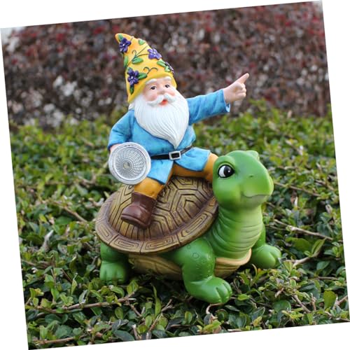 Happyyami Cartoon Solar Gnome Lamp Ornament Solar-Powered Resin Garden Decor for Outdoor Use and Weather-Resistant Unique Decoration for Home and Lawn