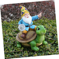 Happyyami Cartoon Solar Gnome Lamp Ornament Solar-Powered Resin Garden Decor for Outdoor Use and Weather-Resistant Unique Decoration for Home and Lawn