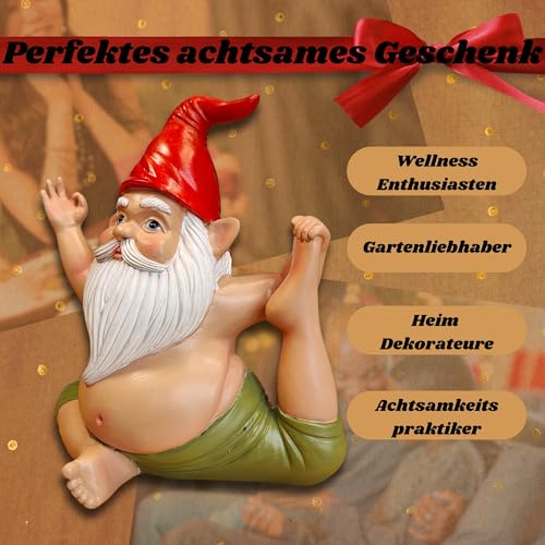 synxzen Funny Yoga Garden Gnome - 17 cm Garden Gnome Decoration, Meditation Gnome Figure for Indoor and Outdoor Use, Unique Gift for Women, Men, Garden Lovers & Yoga Enthusiasts