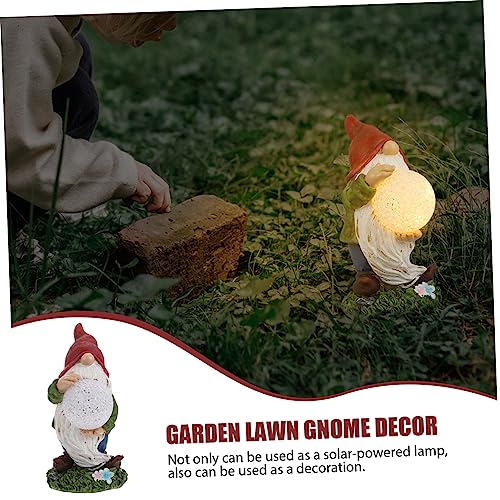 Happyyami 1pc Delicate Solar Gnome Light Charming Gnome Figurine for Garden Solar-powered Outdoor Illumination Create Romantic Atmosphere Your