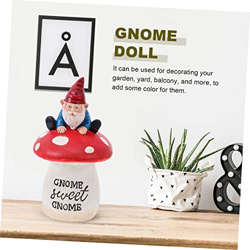 Happyyami Outdoor Gnome Doll Statue Resin Gnome Garden Ornaments Miniature Garden Decor Statue for