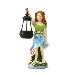 Pohabery Fairy Garden Statue Solar Garden Fairy with Lantern Light Outdoor Decoration Waterproof Solar Sculpture for Patio Yard Lawn Gift for Mom Grandma