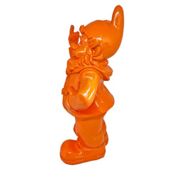 Stone-Lite Figurine - garden gnome giving the finger - 30cm - orange - funny present