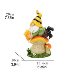 Solar Gnome Figure, Garden Solar Gnome Statue, Decorative Solar Gnome Garden Sculpture, Mounted Solar Gnome with LED Light, Outdoor Solar Gnome Statue with Lights, Solar Garden Gnome
