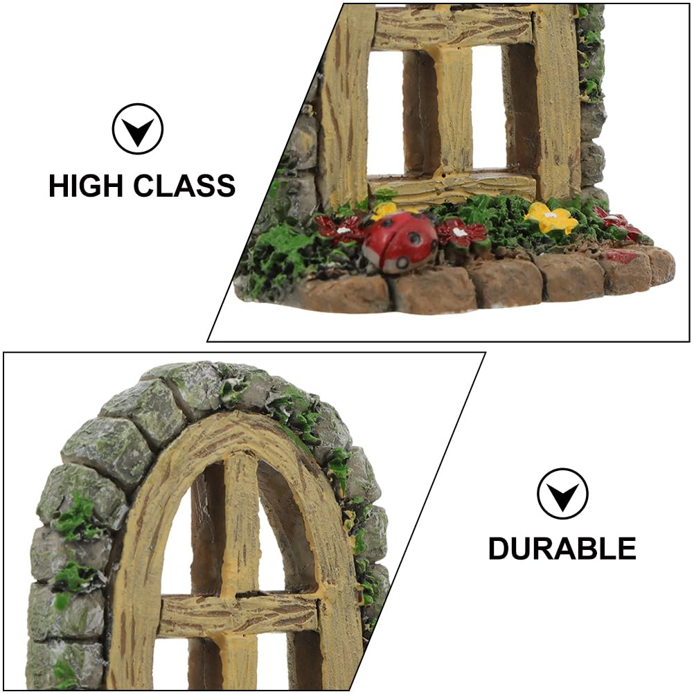Happyyami 4pcs Fairy Door and Windows for Trees Miniature Gnome Home Dwarf Elf Tree Faces Decor Fairy Garden Sculpture Lawn Ornament for Fish Tank Aquarium Landscape