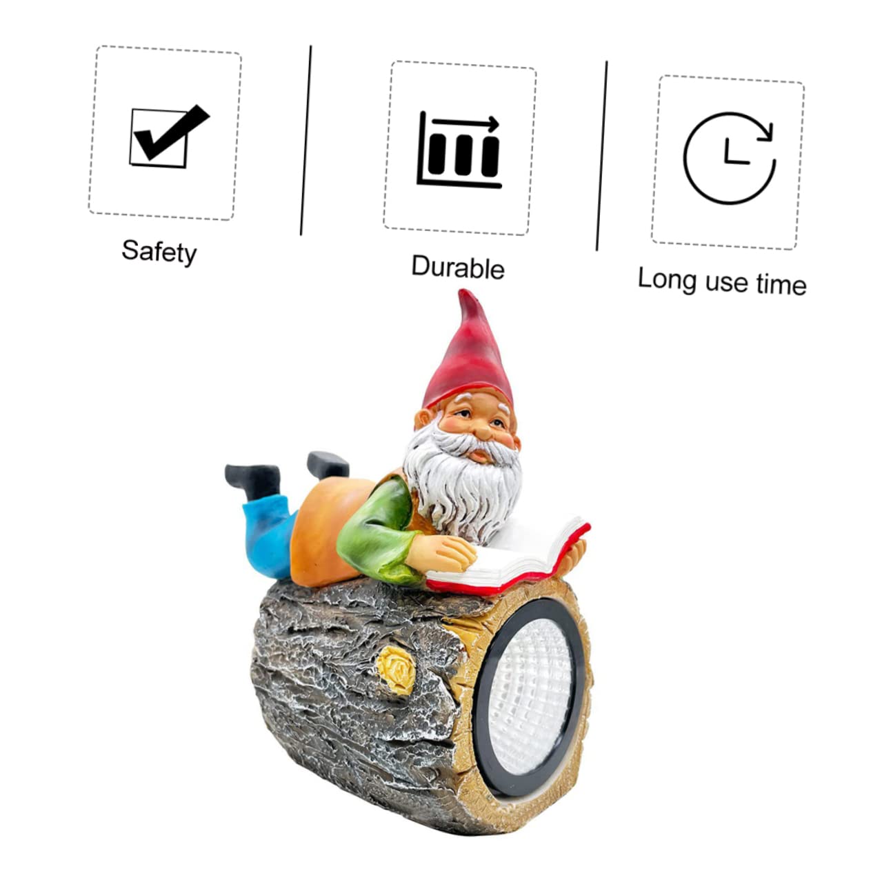 Toyvian Lawn Solar Lamp Garden Dwarf Statue Solar Powered Outdoor Light for Decoration Charming Resin Gnome Sculpture for Garden Courtyard and Patio