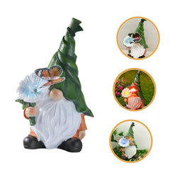 Toyvian Garden Gnome Sculpture with Solar Light Durable Resin Patio Decor for Outdoor Spaces Weather Resistant Lawn Ornament Present for Christmas Birthdays and Housewarming