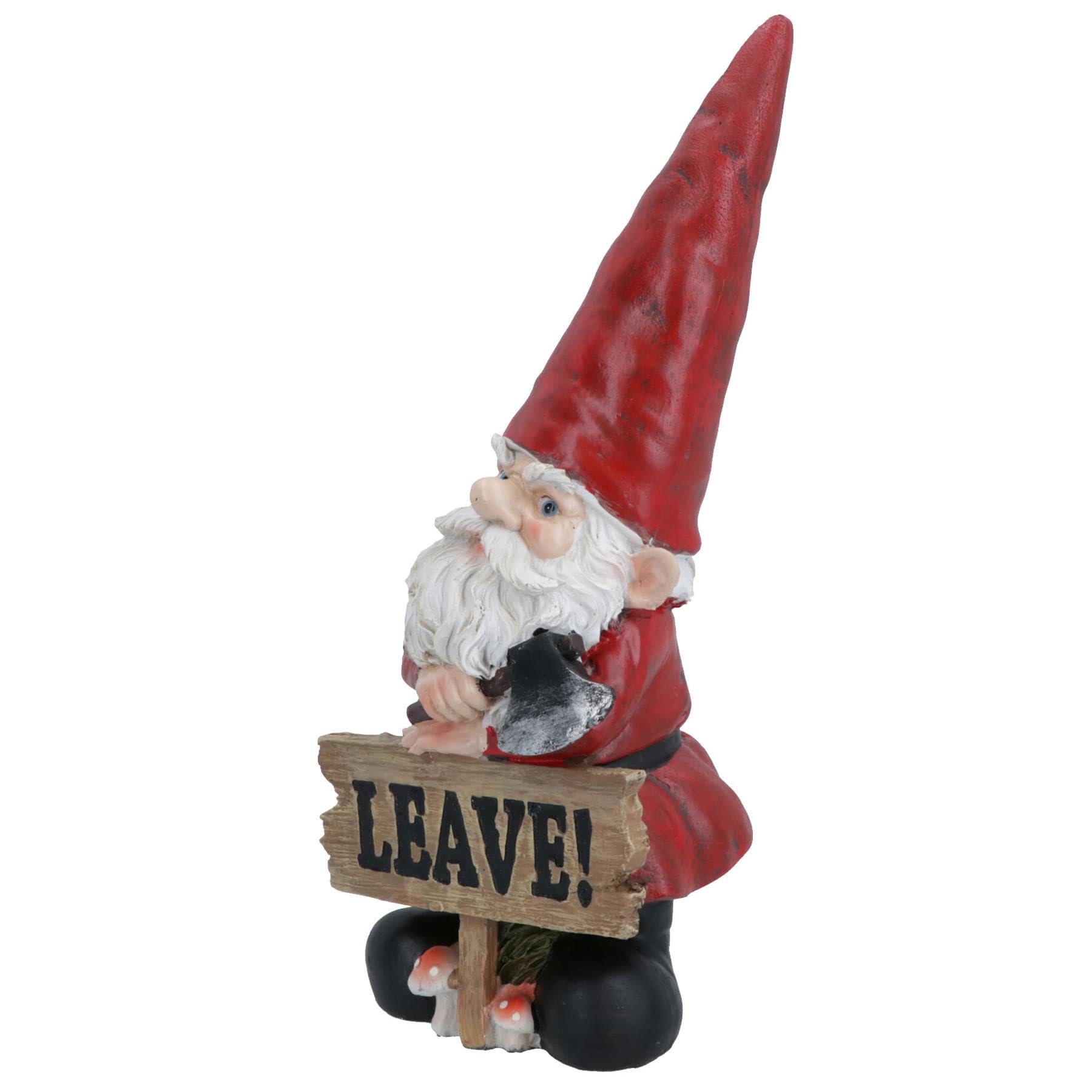 AB Tools Gnome with Leave Sign Figurine Statue House Decor Ornament Garden Yard