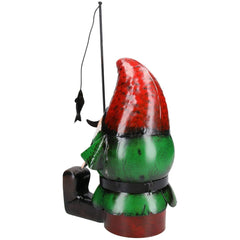 AB Tools Hand Painted Metal Garden Gnome Fishing Gift Ornament 20x18x39.5cm