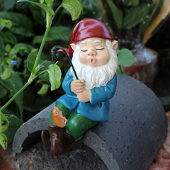 MasGo Fishing Gnome, Fisherboy Statue,Little Fishing Guy for Koi Pond or Waterfalls, Poolside Statue,Collectible Fishing Ornament,Fairy Gardens Gnomes Gifts Gnome Garden Accessories