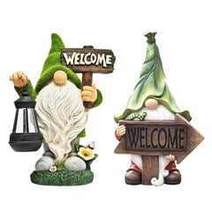 Garden Gnome with Solar Light, Resin Funny Gnomes Sculptures Outdoor Yard Lawn Decor Lantern Solar Gnomes Garden Ornaments for Lawn Garden Decorations