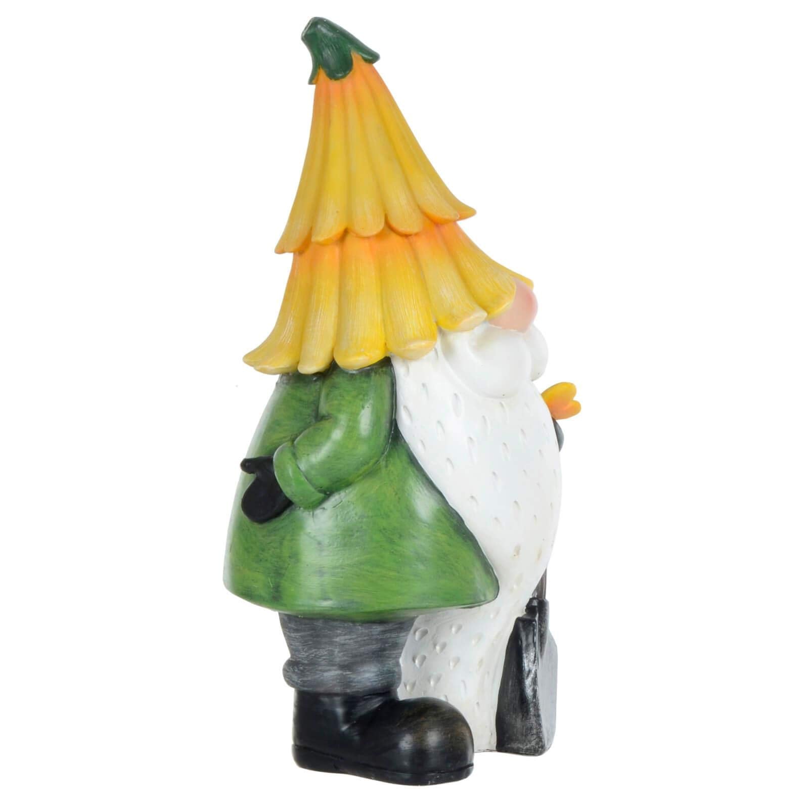 Garden Gnome Ornament Novelty Resin Standing Figure Patio Outdoor - Yellow Hat