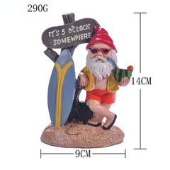 NIYEYE Garden Gnomes for Outdoor Use Funny Cool Surfing Garden GNOME Weatherproof Made of Resin Decorative Figurine