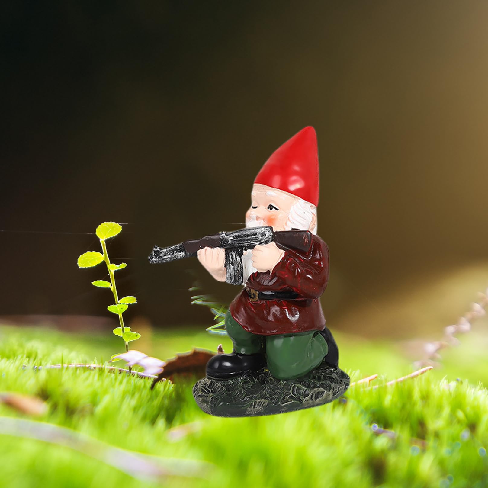 Funny Garden Gnomes 3.9'' Tall Naughty Gnome Garden Gnome with Gun Statue Waterproof Resin Gnomes Decor for Patio, Yard, Lawn Style 2