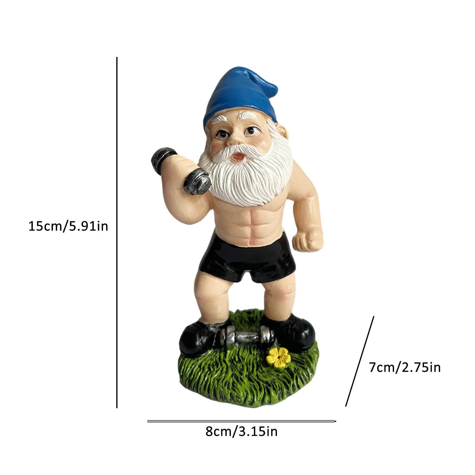 Weightlifting Gnome Statue - Humorous Dumbbell Lifting Garden Dwarf Sculpture | Vivid Expression Outdoor Decor For Lawn, Patio & Courtyard | Weather-Resistant Figurine For Gardens, Yards & Indoor Disp